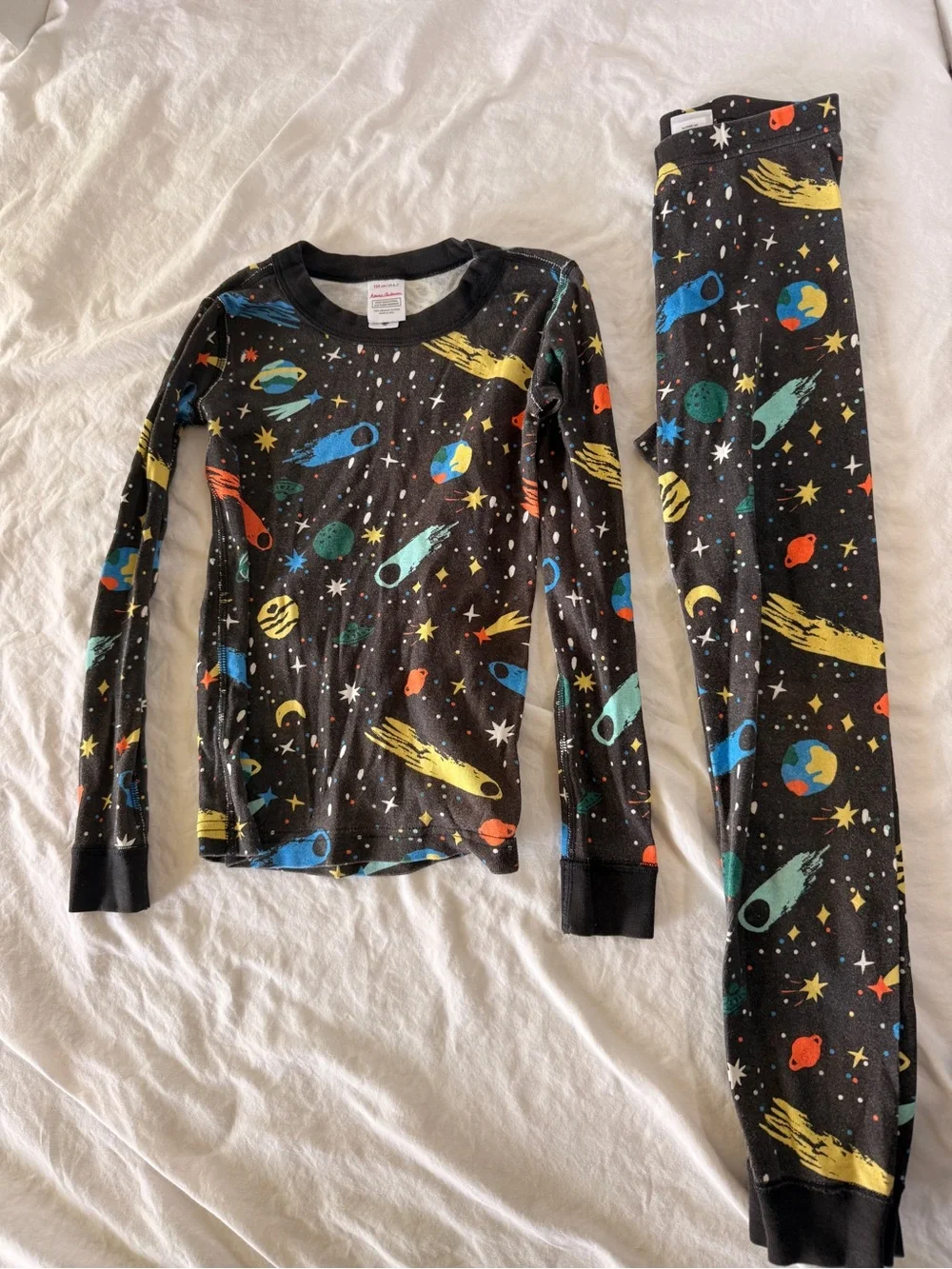 Hanna Andersson Black Space Rocket Pajama Set with Multicolor Planets